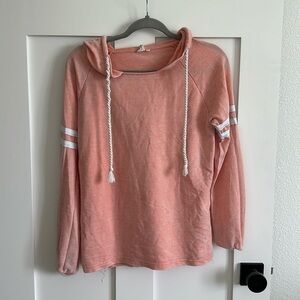 Lagaci Women's S Scoopneck Varsity Hoodie Peach Pink Slouchy Beach Sweatshirt